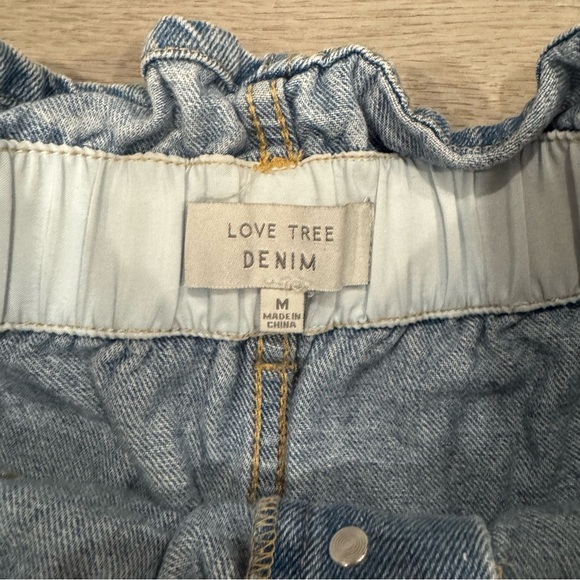 Love Tree Denim High Waisted Paper Bag Shorts With Tie Waist Size Medium - Picture 3 of 5